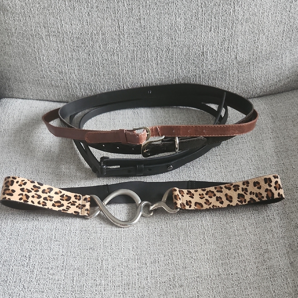 🧑‍🎄10/10🧑‍🎄Source Unknown Brown and Leopard Print Belts
